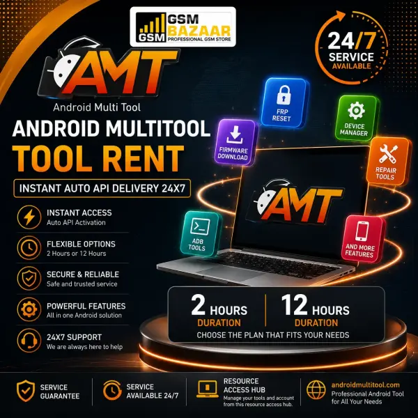 Android Multitool Tool Rent (AMT TOOL) (2 Hours / 12 Hours) – Instant Auto API Delivery | 24x7 Access