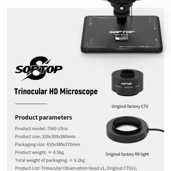 Buy SOPTOP Trinocular Stereo Microscope 7-60X Zoom Online