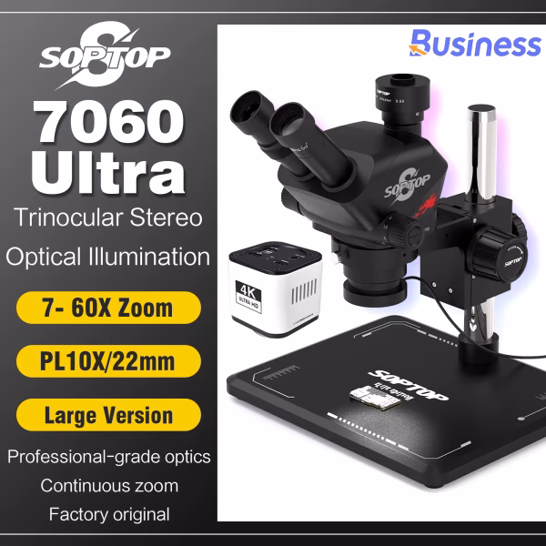 Buy SOPTOP Trinocular Stereo Microscope 7-60X Zoom Online